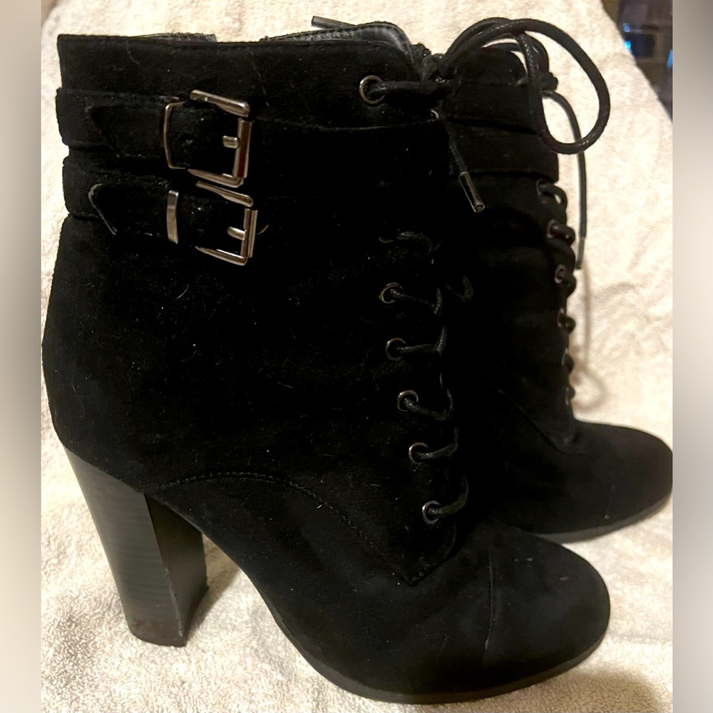 Black Velvet Booties, Size 6,